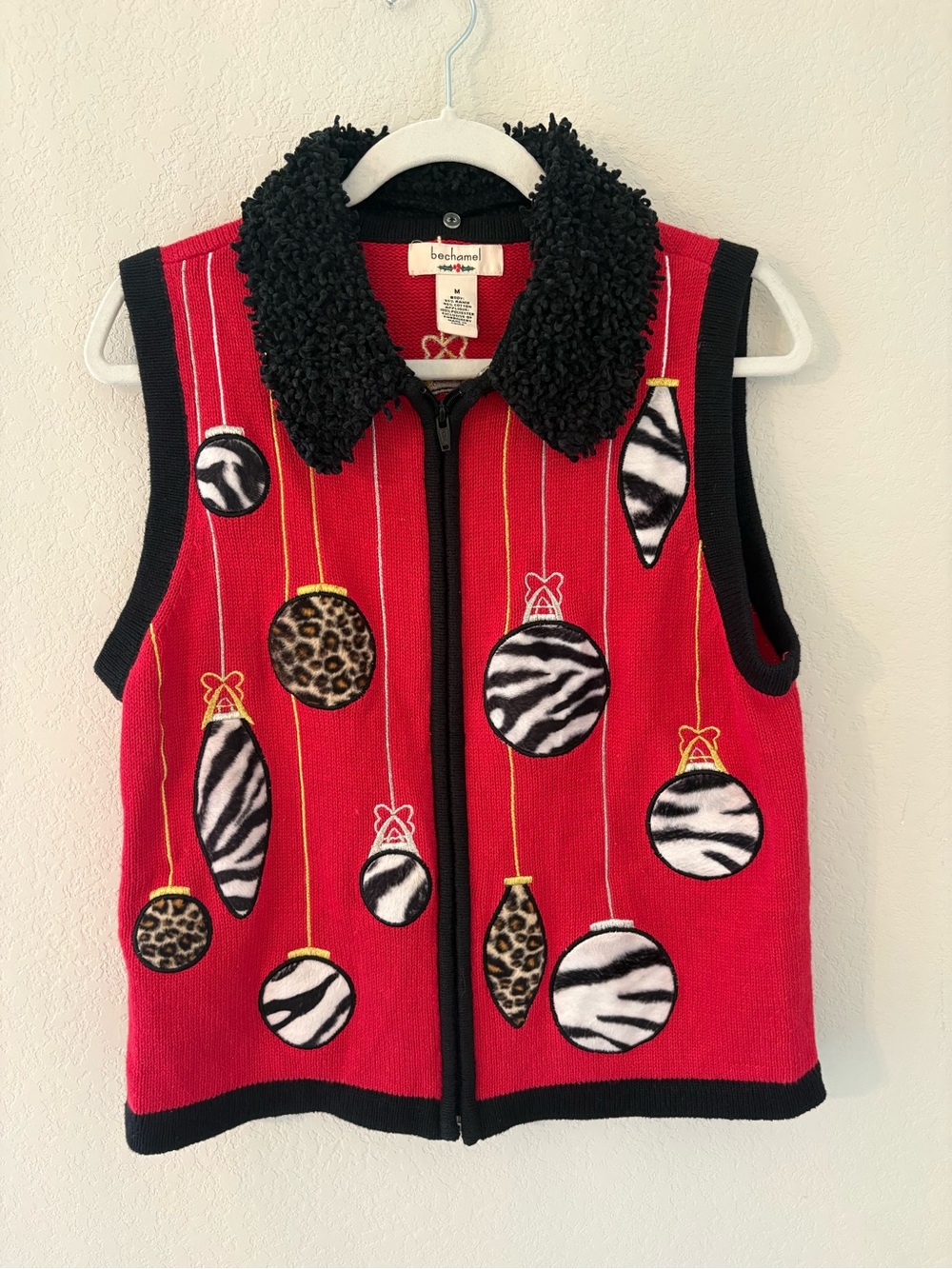 Christmas Holiday Red Zebra Sweater Vest Ornaments Medium bechamel Festive
